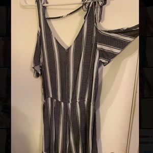 Gray and white romper